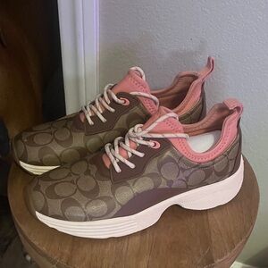 COACH Women's Pink and Brown Sneakers